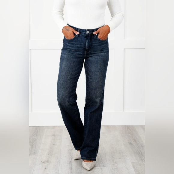 Judy Blue MR Tummy Control Classic Dark Wash Straight Fit Jeans Various NEW - Picture 16 of 16